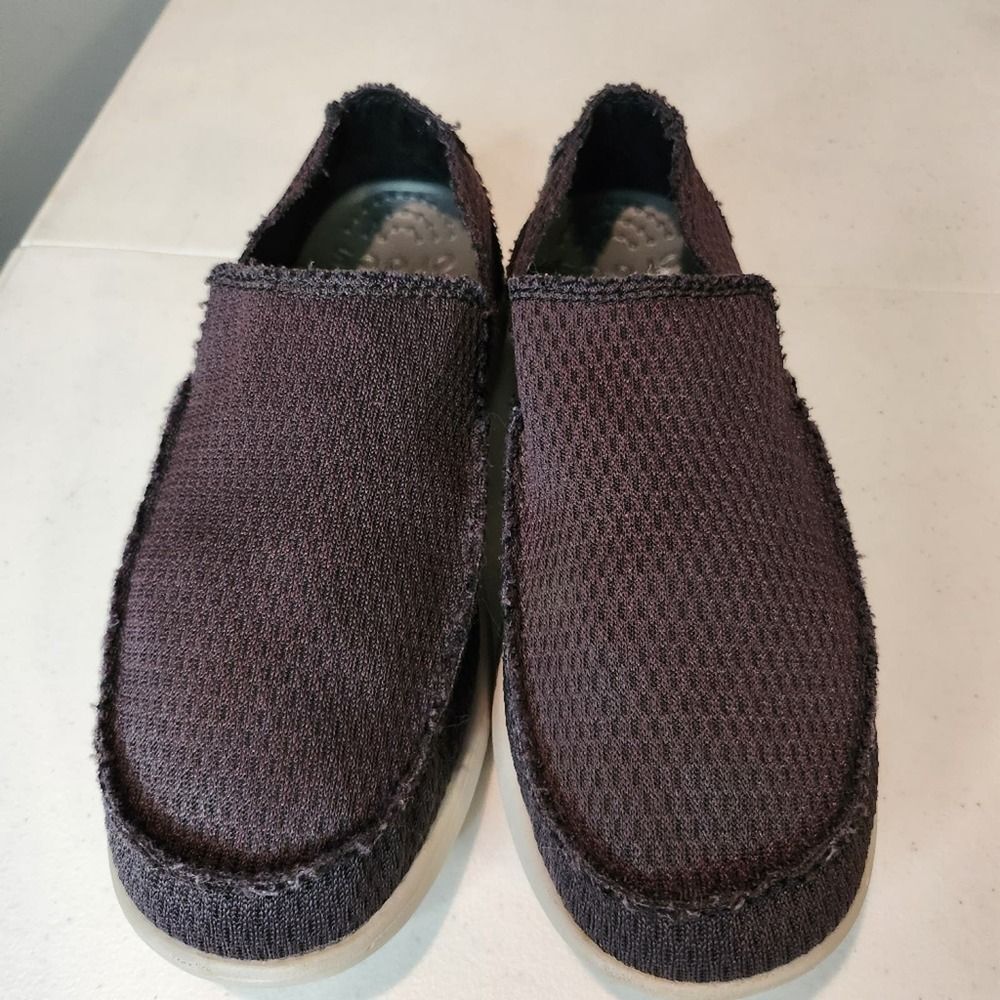 CROCS Santa Cruz Distressed Edge Black Canvas Slip-on Loafer Shoes Men's Size 7 - Picture 5 of 12